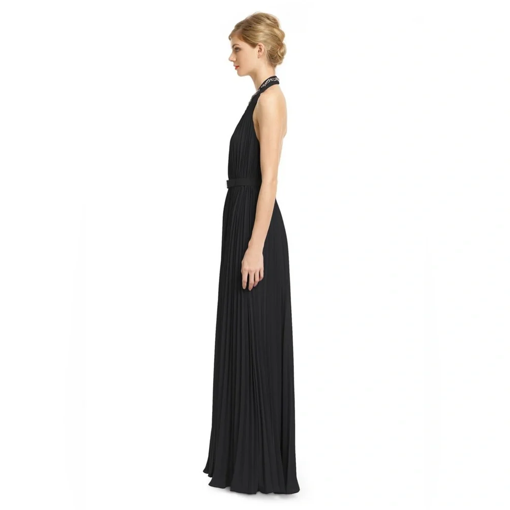 H by Halston Black Halter Maxi Gown - Picture 3 of 12